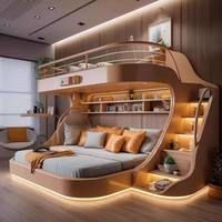 喜梦宝 X．M．B）全树屋全屋定制滑梯原木上下铺双层床