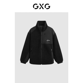 GXG 仿羊羔毛拼接立领夹克 黑色 165/S