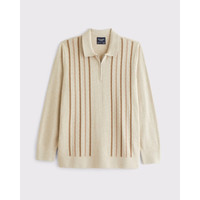  Abercrombie & Fitch 半拉链设计 男士针织毛衣POLO衫 奶油黄 M (180/100A)