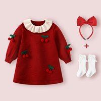  BORBOON/波步 喜庆拜年 女童连衣裙 樱桃裙+发箍+白袜