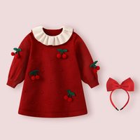  BORBOON/波步 喜庆 女童连衣裙 樱桃裙+红发箍