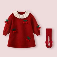  BORBOON/波步 喜庆拜年 女童连衣裙 樱桃裙+红裤袜