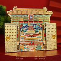 木易 赋闲北京中轴线文创冰箱贴金属可发光故宫博物院颐和园文创伴手礼物纪念 开门北京中轴线冰箱贴