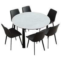  QuanU/全友 可折叠功能 伸缩餐桌椅组合 【钢化玻璃】功能餐桌+曲面椅*6