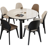  QuanU/全友 可折叠功能伸缩 餐桌椅组合 钢化玻璃功能餐桌+云弧椅咖2+灰4