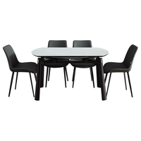  QuanU/全友 可折叠功能伸缩 餐桌椅组合 【钢化玻璃】功能餐桌+曲面椅*4