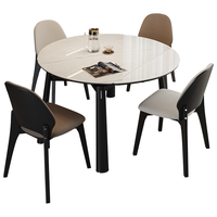  QuanU/全友 可折叠功能伸缩 餐桌椅组合 钢化玻璃功能餐桌+云弧椅咖2+灰2