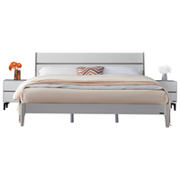 QuanU 全友 126101 简约实木床+床头柜*2 双灰色 1.5m床