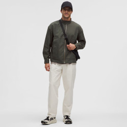 lululemon 抗淋雨渗透 男士斜纹拉链外套 石板棕 XS