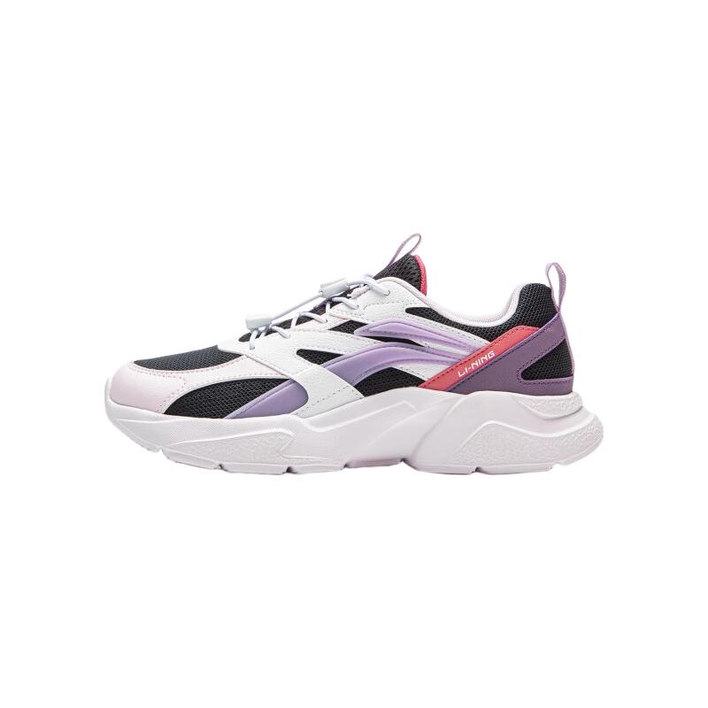  LI-NING/李宁 透气轻便 儿童运动鞋 【春秋网面】黑色/白色/素紫粉-10 35