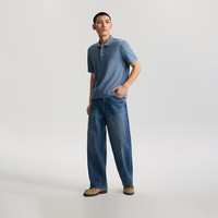 Lee 翻领小Logo徽标 男士短袖polo衫 蓝灰色