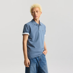 Lee 翻领小Logo徽标 男士短袖polo衫 蓝灰色