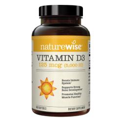 naturewise 5000IU 25-羟基维生素D3软胶囊
