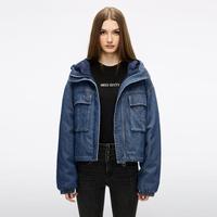 MISS SIXTY 2025冬款牛仔羽绒服女连帽复古工装90鸭绒短款外套