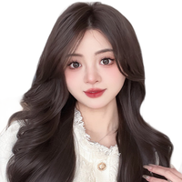 TREE/天空树 自然全头套式 女士假发套 棕黑色 60cm