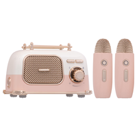 唱吧 叮叮巴士迷你K歌音箱L2蓝牙无线麦克风音响一体机户外k歌话筒音箱家庭ktv音响套装桃夭粉双麦套装版