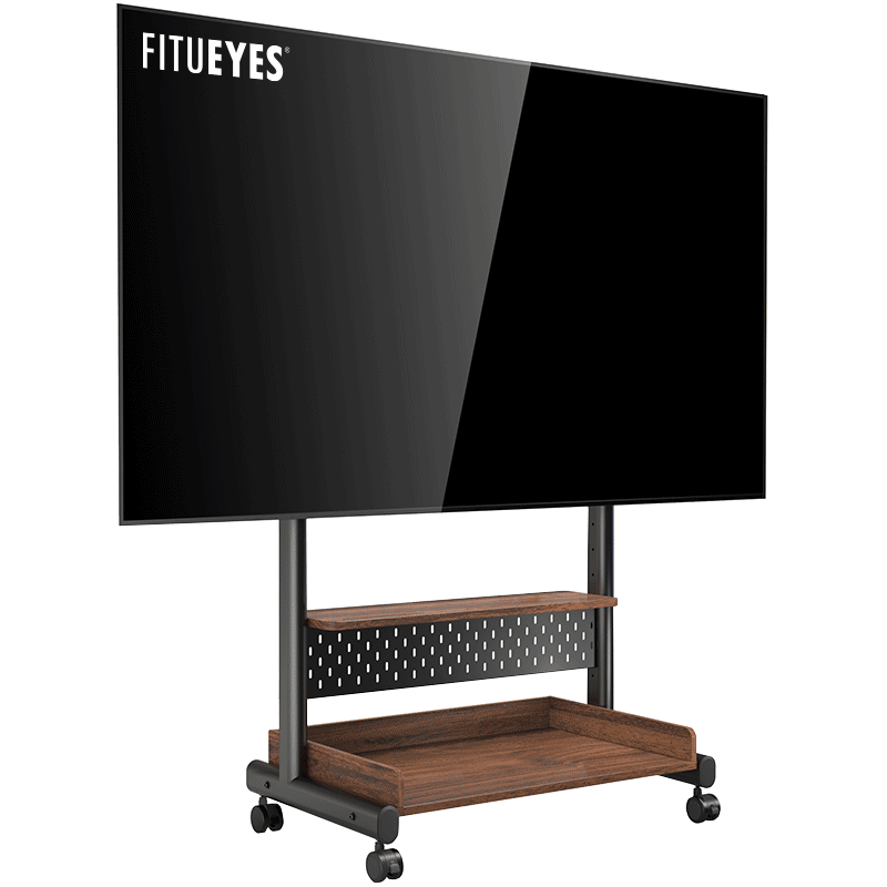  FITUEYES 免打孔底座 移动电视支架 木质柜体推车