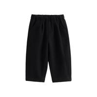 MARC&JANIE马克珍妮冬装 男女童宽松保暖裤子毛呢萝卜裤老爹裤232101 黑色 120cm