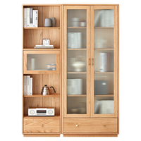  原始原素 北欧简约现代 实木书柜  书柜（1抽2门）-0.8米原木色 长55mm宽55mm高55mm