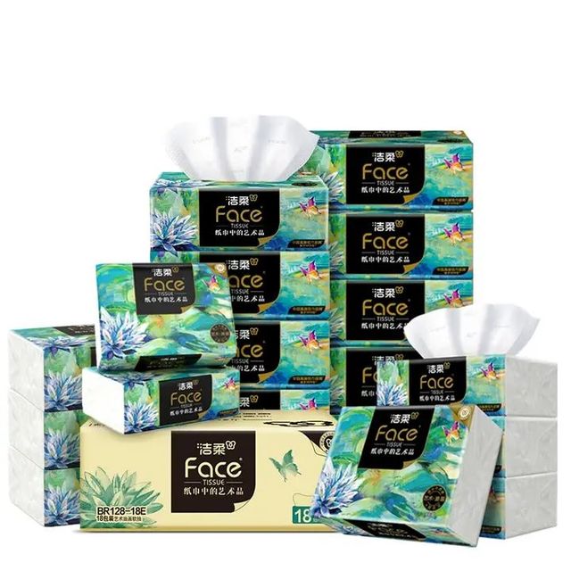 洁柔 抽纸 Face艺术油画纸巾4层 80抽*18包
