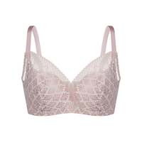 古今 GUJIN古今 GUJIN内衣女大胸显小可拆卸插片钢圈蕾丝文胸罩0P287 玫瑰花粉 C85
