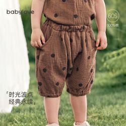 娃爱的蓓蓓 婴儿短裤纯棉纱布夏季宝宝大PP裤子外出时尚百搭时光波点