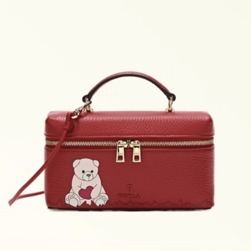 情人节好礼：FURLA 女士迷你化妆包 小熊印花斜挎包手提包