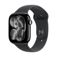 Apple Watch S11 蜂窝版 46mm亮黑色铝金属壳黑运动表带S/M智能手表