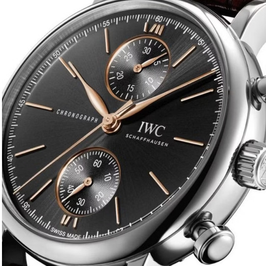 年货大集、PLUS会员：IWC 柏涛菲诺计时 黑盘金针 鳄鱼皮 自动机械男表 IW391404 39mm