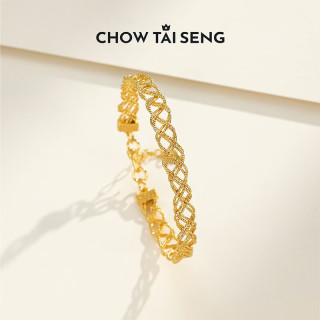 年货大集：周大生 S990纯银女手链 潮尚几何手镯 织手镯