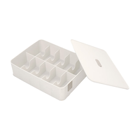 宝优妮内衣收纳盒家用文胸袜子分格整理盒皮革纹理放内裤塑料带盖格子盒 无格单只白色DQ9039-27W