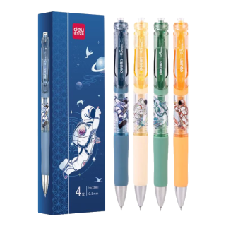 得力 速干按动笔中性笔 4支装