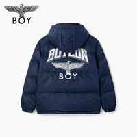 移动端：BOY LONDON BOYLONDON冬学院风保暖藏青色短款羽绒服N28015