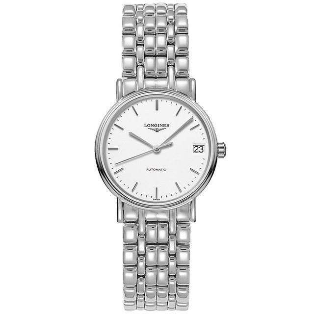 LONGINES 经典系列 时尚系列 L43224126 女士机械手表 30mm 白盘 银色精钢表带 圆形