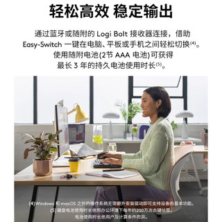  logitech/罗技 人体工学 无线蓝牙键盘套装+接收器+加热鼠标垫