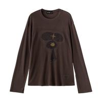  TOYOUTH/初语 莱赛尔天丝羊毛 女士罩衫 焦糖棕 XL