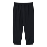 鸿星尔克儿童夏季男童运动休闲长裤舒适运动裤女薄款梭织长裤 正黑 140