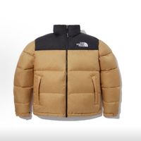 北面 THE NORTHFACE 可收纳连帽立领亮面羽绒服 棕黄色NJ1DP56A
