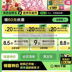 京东黑色星期五页面 领取3张200-20优惠券