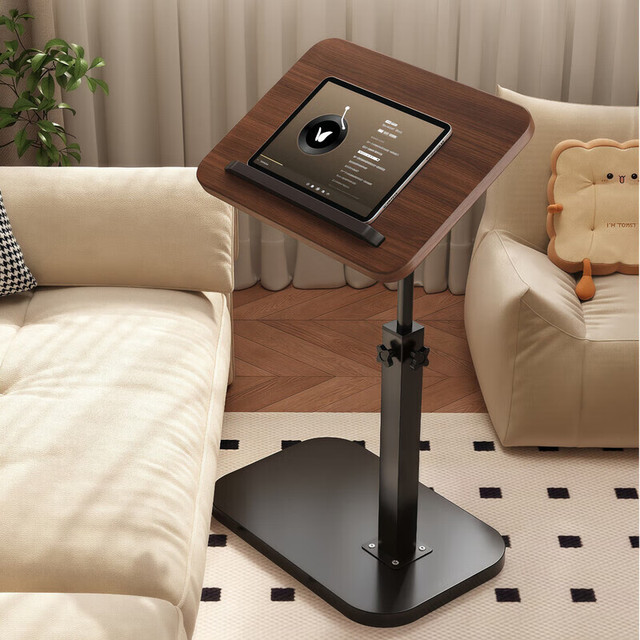 霓峰 沙发边几边桌 茶几 胡桃色+黑架 升级旋转款