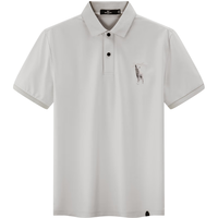 七匹狼男士T恤2024年夏季时尚百搭罗马布狼印花短袖POLO翻领上衣 010(米灰) 160/80A/S