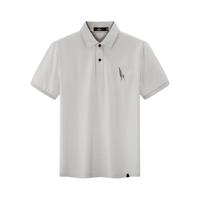 七匹狼男士T恤2024年夏季时尚百搭罗马布狼印花短袖POLO翻领上衣 010(米灰) 195/108A/XXXXXL