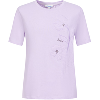 玖姿·安娜蔻【草目系列】BLING烫银立体花纯棉T恤女2024夏季 迷雾丁香 L