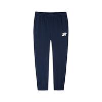 ERKE 鸿星尔克 童装中大童中性通用针织长裤儿童绑带休闲运动裤蓝黑色160