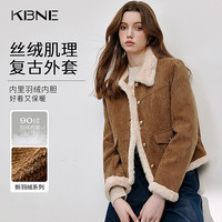 卡贝奈尔 女款羽绒服 复古丝绒肌理美拉德短款