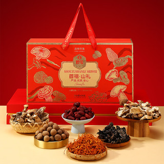  首祖 干菌菇礼盒 6种干货630g-大红拉丝工艺礼盒