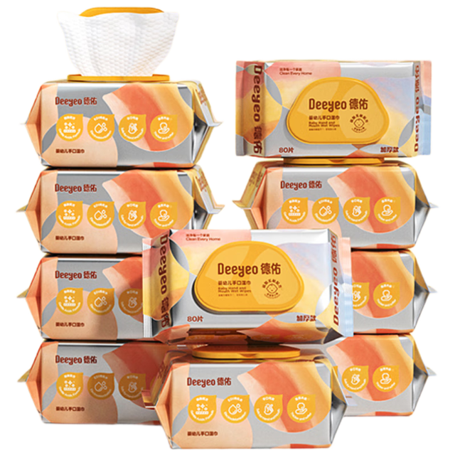 德佑 婴幼儿手口湿巾 加厚款 80抽*10包