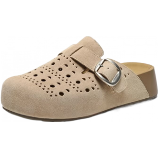 百丽 透气打孔面 女士拖鞋 杏色 37