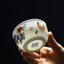 京喜 大明成化斗彩鸡缸杯  大号鸡缸杯 110ml