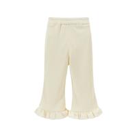 贝贝怡童装女童长裤2024春季甜美喇叭裤儿童中大童舒适休闲裤 米白 90